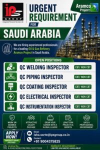 🇸🇦 Saudi Arabia Aramco Project – QC Inspector Jobs
