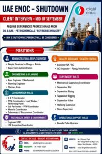 🇦🇪 UAE ENOC Shutdown Project – Multiple Oil & Gas Vacancies