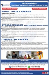 🇦🇪 UAE Oil & Gas Jobs – Project Control, QA/QC & Construction Management